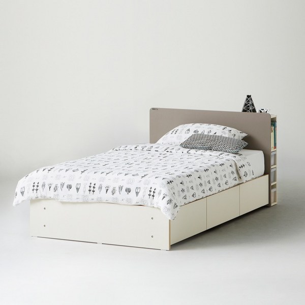 한샘 아임빅 수납침대SS_수납헤드형(컬러8종)+매트, 침대색상:F형: (헤드)라이트그레이/(하부)오크(F)