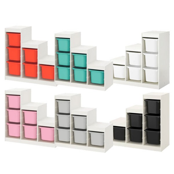  이케아 TROFAST 트로파스트 수납장+바구니6개/프레임 계단모양/장난감수납장/수납함/장난감정리함, 화이트+화이트_792.224.04 