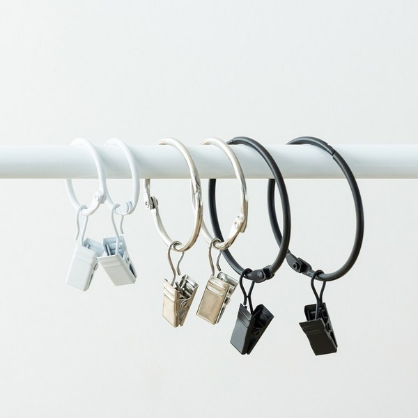  할메이드 커튼 압축봉 링 고리 걸이 오픈형 링집게 5P, 오픈링집게 5P (50mm)화이트, 5개 