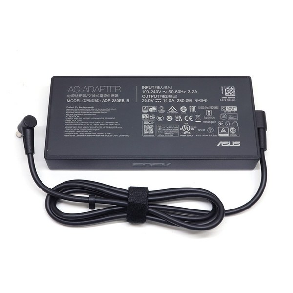아수스 정품 노트북 어댑터 충전기 ADP-280EB B 20V 14A 280W 외경 6.0mm 케이블별도, 어댑터+케이블