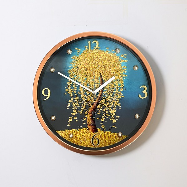 저소음 황금 코끼리 사슴 생명수 구어도 시계 풍수 행운 인테리어 집들이 개업 선물, 벼락 돈나무