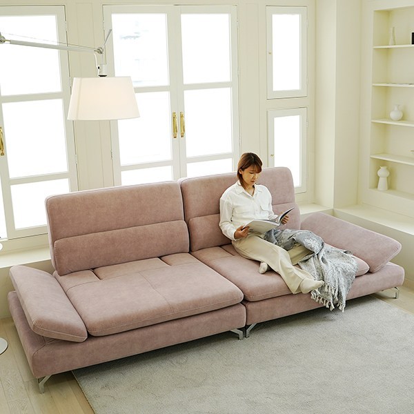 마루이 브리즈 4인 기능성 방수 아쿠아텍스 패브릭 조야 스윙 소파(스툴별도), 더스티핑크