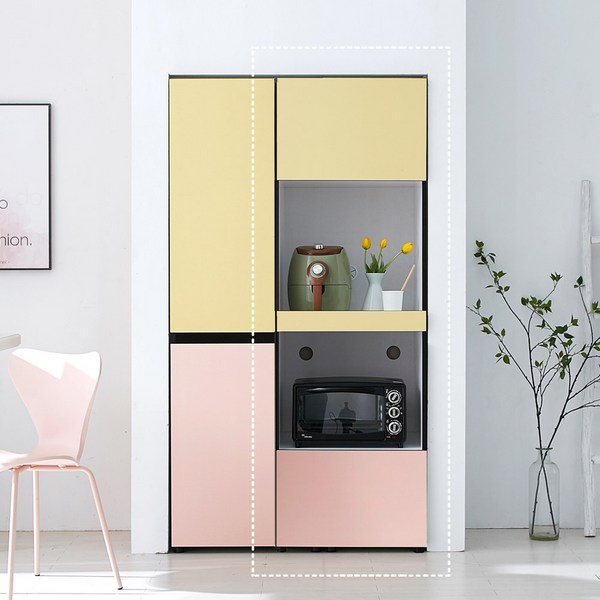 다올 맞춤 홈카페 비스포크 붙박이 주방 렌지대 에어프라이어 수납장 600, 화이트, 핑크
