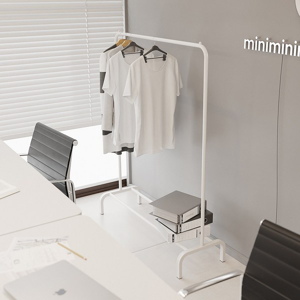 미니미니멀 심플 드레스룸 옷걸이 철제 스탠드 행거, 화이트 철제행거 SIMPLE DIY