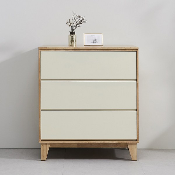 브리튼 고무나무 원목 화이트 베이비장 서랍장 시리즈 아기옷장 아기서랍장, 3단서랍장_크림화이트