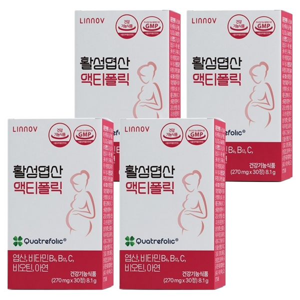 리노브 활성 엽산 액티폴릭, 30정, 4개