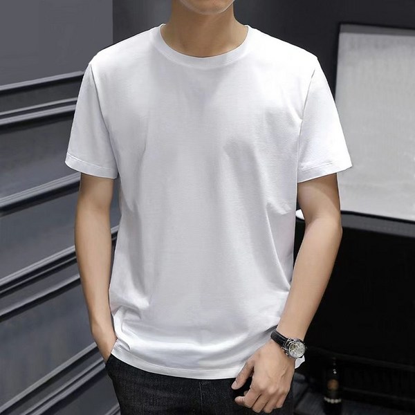 Ruamily 남녀공용 32수 라운드 반팔티 5장 순면 반팔 남자반팔티