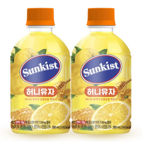 해태htb 썬키스트 허니유자, 280ml, 24개
