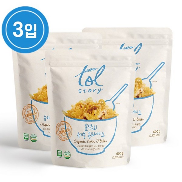 톨스토리 유기농 콘프레이크, 600g, 3개