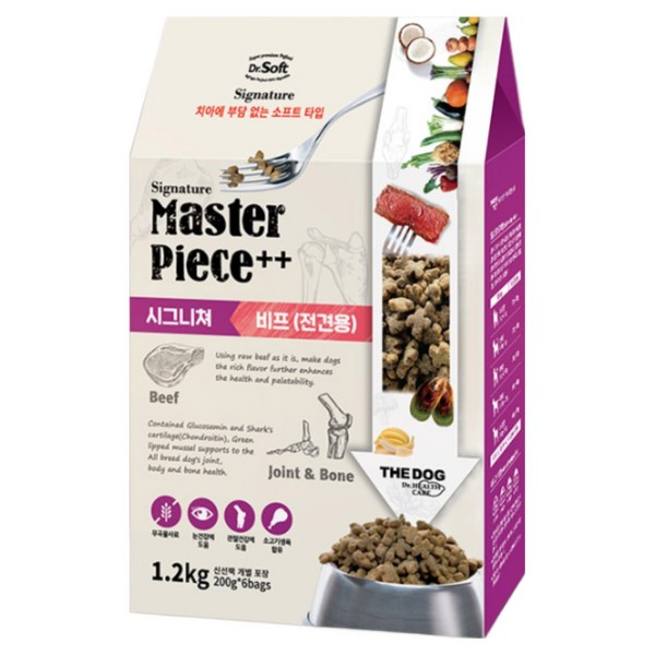 더독 전연령용 강아지 닥터 명작 시그니처 소프트사료, 황태, 1.2kg, 1개