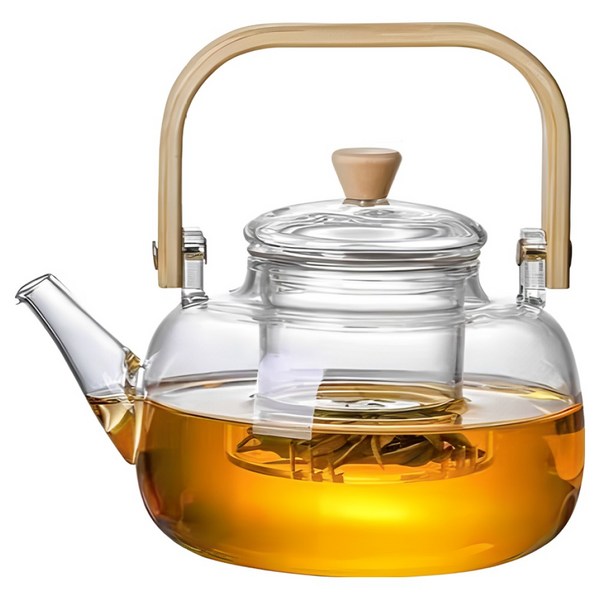 AMEGA 직화 내열 유리 주전자 티포트, 베이지, 1400ml, 1개