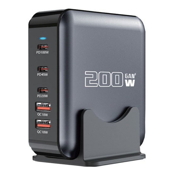 PYHO GaN PPS 200W 초고속 멀티 충전기 6포트 3C2A PD3.0 급속 충전 충전소