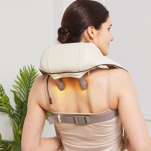 AERLANG 웨어러블 무선 목 및 어깨 마사지기 저소음 강력한 진동 마사지 기능 온열 어깨 및 목 마사지기