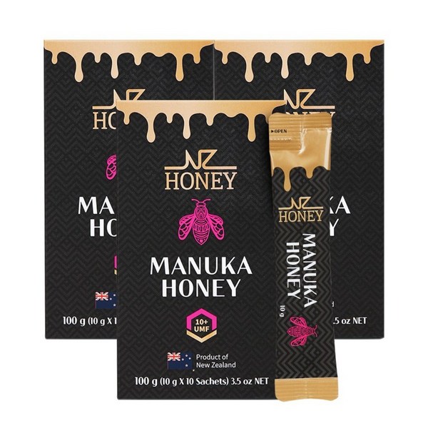 아임힐링 엔젯허니 마누카 꿀스틱 UMF10 뉴질랜드 천연 스틱 꿀, 100g, 3개