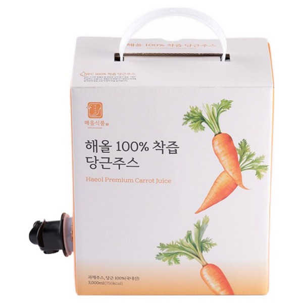 100% 당근만 착즙한 국내산 NFC 해올 당근주스, 3L, 1개