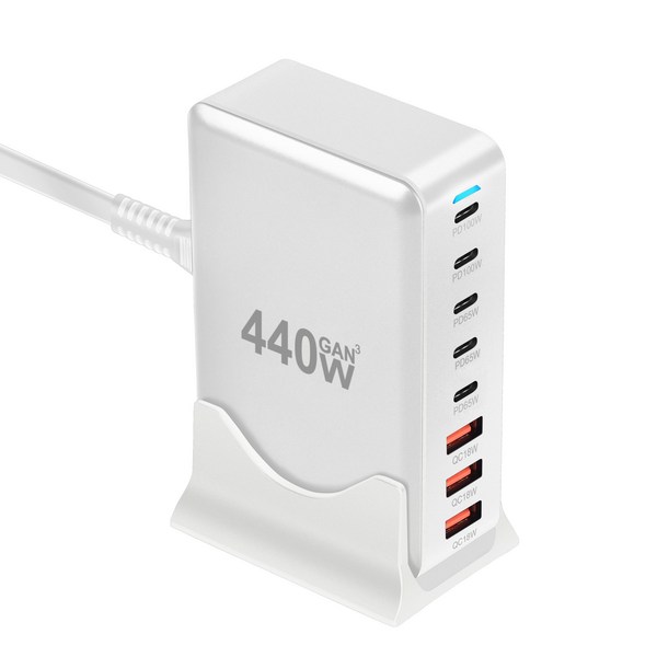 Geeah 초고속 충전기 440W GaN 5C 3A 접지형 8포트 PD3.0 PPS 고속충전기