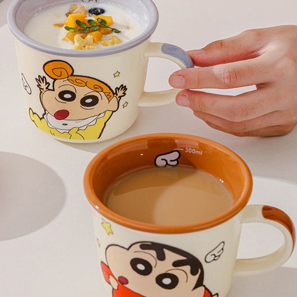 Keyiyijia 짱구 세라믹 머그잔 2개입, 퍼플+다크브라운, 2세트