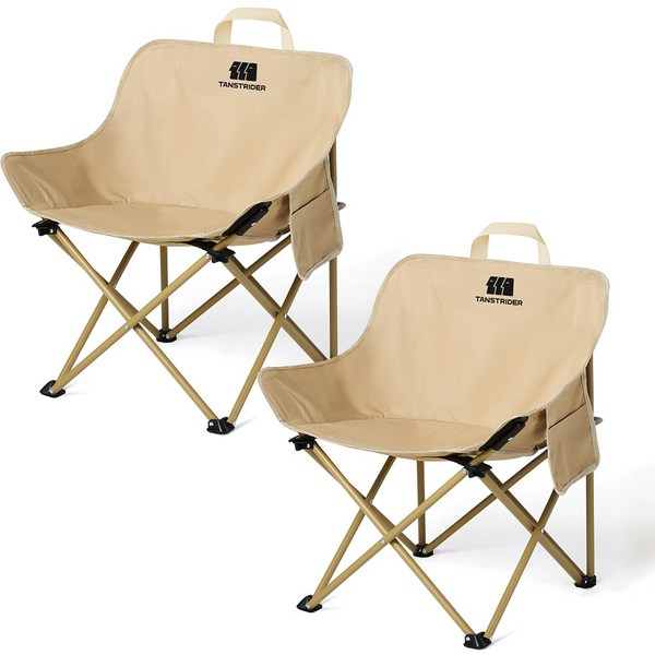 탄씨엔쯔 탄스트라이더 아웃도어 스틸 파이프 문 체어+보관가방 세트 KJCAB64002179, 파인 샌드 옐로우, 2개