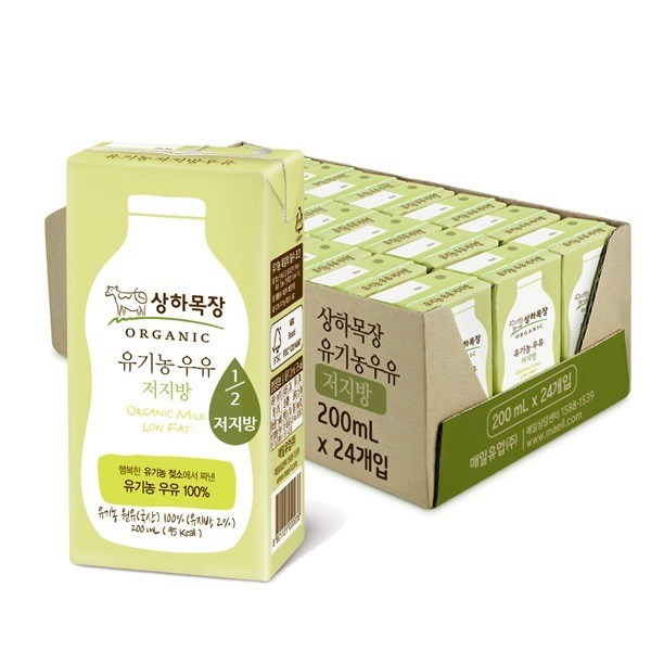 상하목장 유기농 저지방 멸균우유, 200ml, 48개