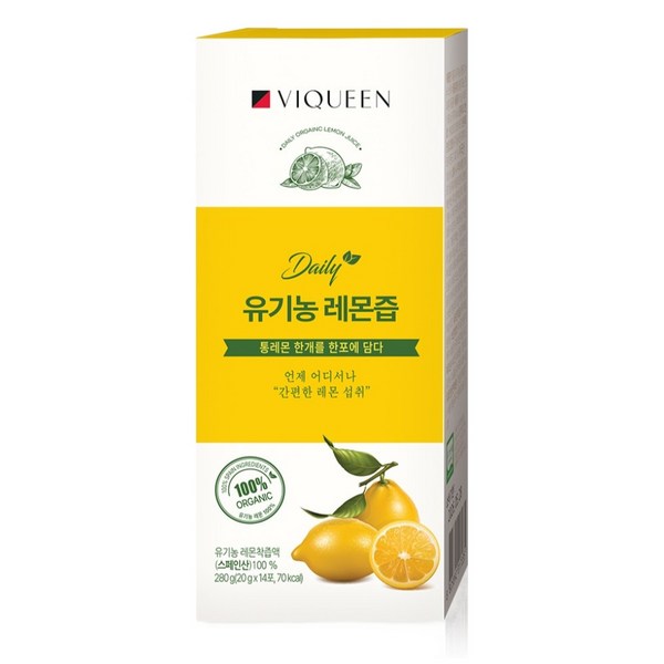 바이퀸 하루 1레몬 유기농 100% 리얼착즙 레몬즙, 280g, 12개
