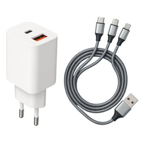 차지앤고 20W 2포트 PD PPS 고속충전기 + C타입 2개 8핀 1개 케이블 포함 1세트