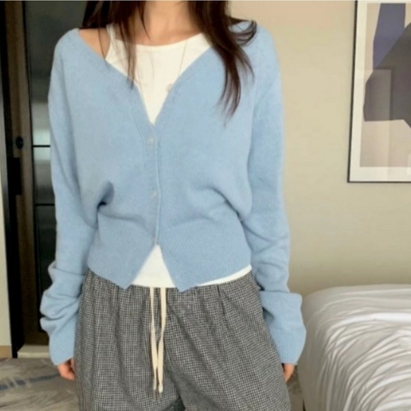 리노브엠 데일리니트가디건 베이직 기본템 울함유 기본 베이직 가디건