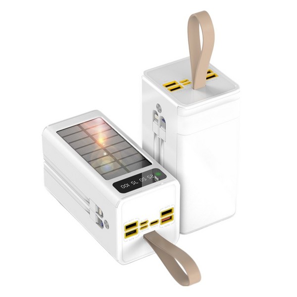 CCAGU 대용량 보조배터리 60000mAh 고속충전 태양광충전기 일체형 보조밧데리 멀티단자 차박 캠핑용 LED조명등
