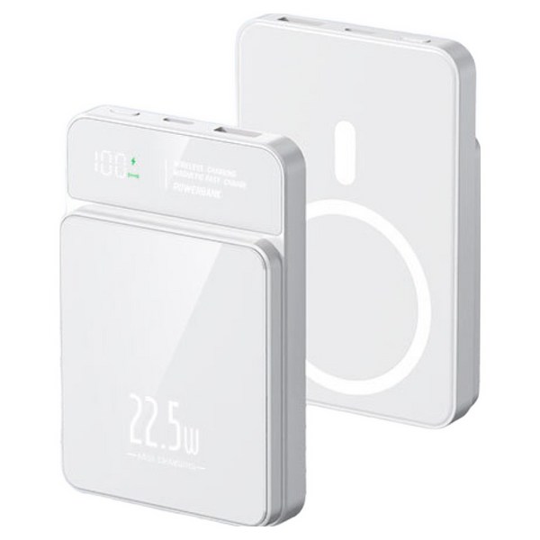 RYZO 22.5W 고속충전 20000mAh 대용량 보조배터리 초슬림 맥세이프보조배터리 무선충전 다양한 색상, 화이트, 1개