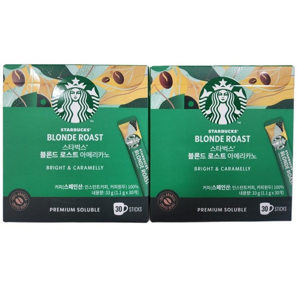 스타벅스 블론드 로스트 아메리카노 원두커피스틱, 1.1g, 30개입, 2개