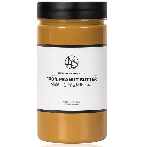 야스티 순 땅콩버터 크리미 100% 무첨가, 1.5kg, 1개