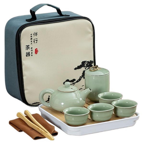 여행용 다기 세트, 그린, 다관 + 찻잎통 +..., 1세트