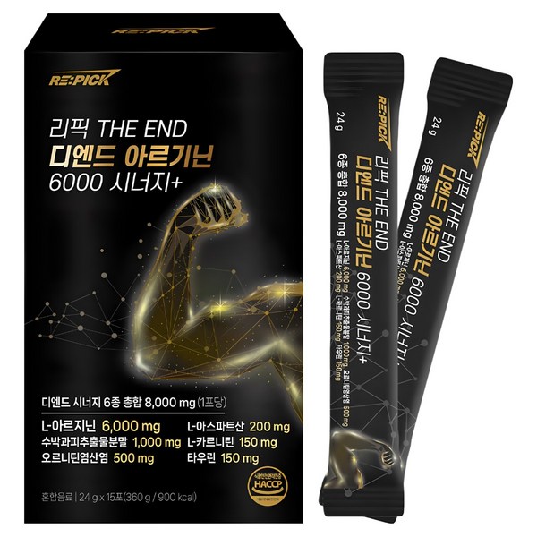 리픽 디엔드 아르기닌 6000 시트룰린 오르니틴 시너지+, 24g, 90개