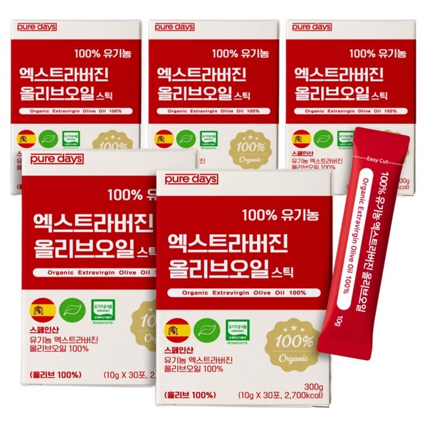 퓨어데이즈 아침엔 냉압착 유기농 엑스트라버전 올리브오일 100% 스틱 엑스트라버진, 10g, 150개
