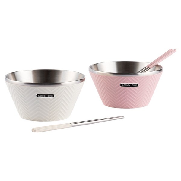 블라썸 스텐 라면 냉면 비빔밥 우동 그릇 면기 포케볼 4P 세트(+젓가락 포함)