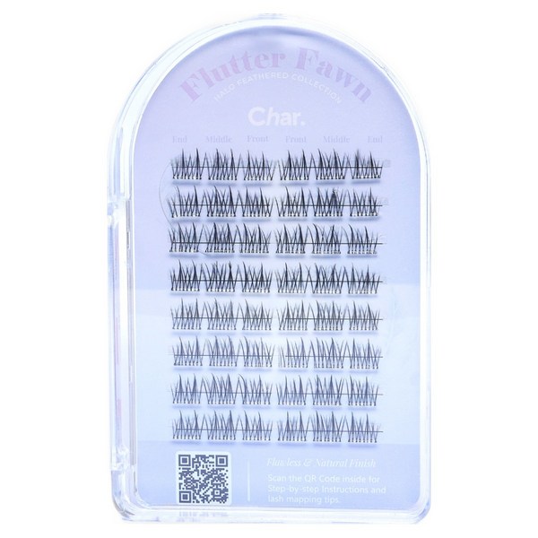 Char 핸드메이드 할로 피더 콜렉션 플루터 펀 인조 속눈썹, 블랙, 1개