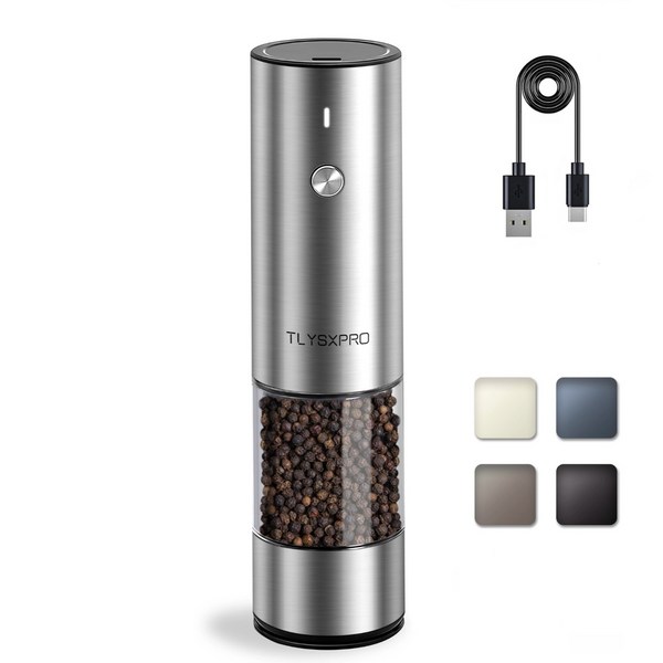 TLYSXPRO 후추 그라인더 소금 후추 전기 그라인더, 90.3ml, 1개