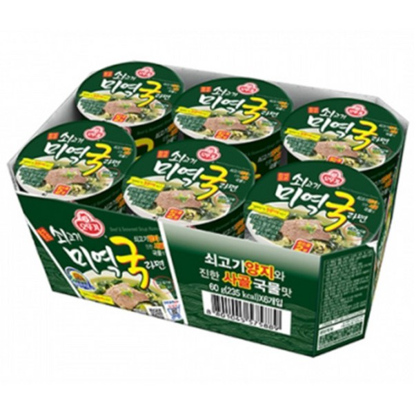오뚜기 쇠고기미역국라면 컵 60g, 6개