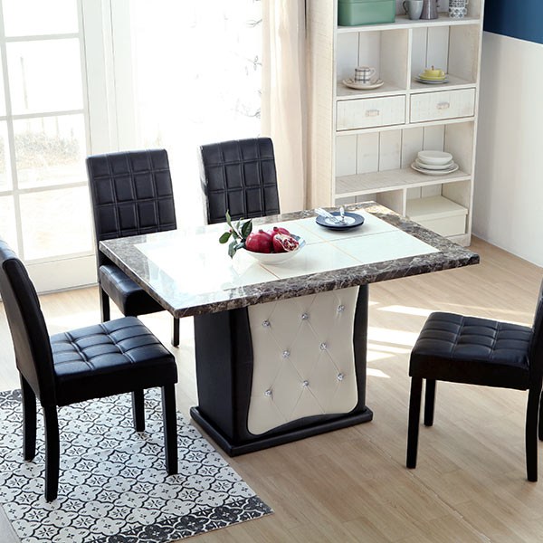 베스트리빙 1300 대리석 식탁 + 의자 4개 세트 4인용, 투톤, 초코