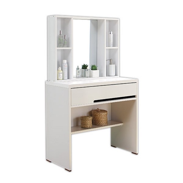 착한가구 아미띠에 800 수납형 화장대 거울포함, 화이트