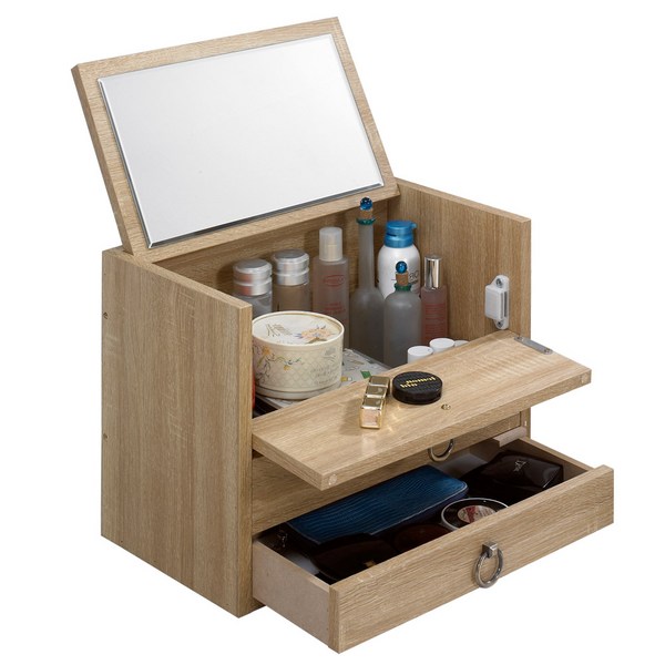  프리메이드 미니 화장대 좌식화장대, 화장대 서랍함(오크) 