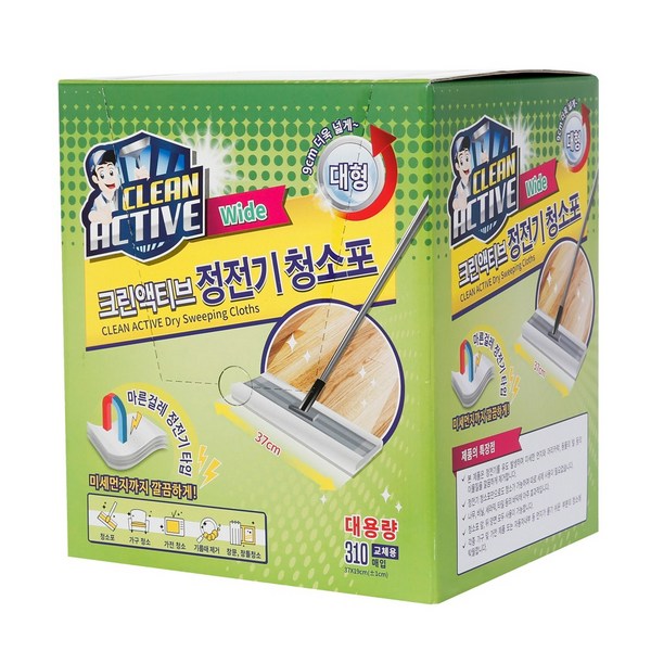  크린액티브 대용량 정전기 청소포 대형 310p, 1개 