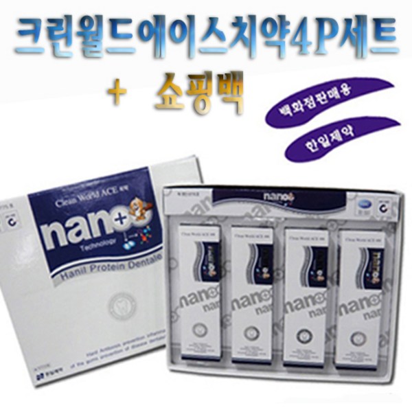  한일제약 크린월드에이스치약4P세트(선물용쇼핑백없음), 1set 