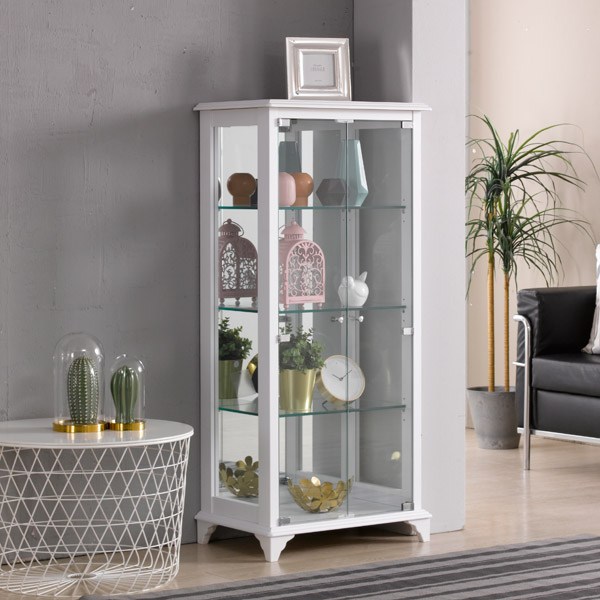 제이에스몰 아로마강화유리장식장 장식장, 4단-소(600)조명미설치-화이트