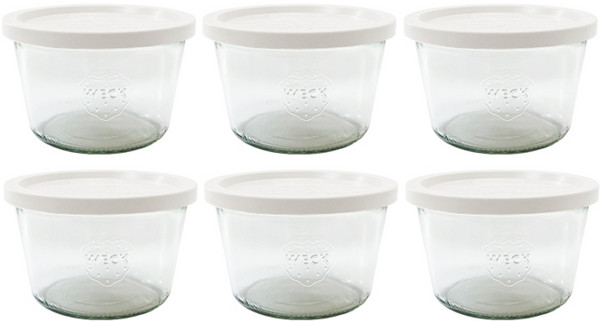 WECK 기본형 유리 저장병 370ml No.741 세트, 6세트, 기본형 370ml유리몸체 6개+PE 뚜껑 밀크 6개