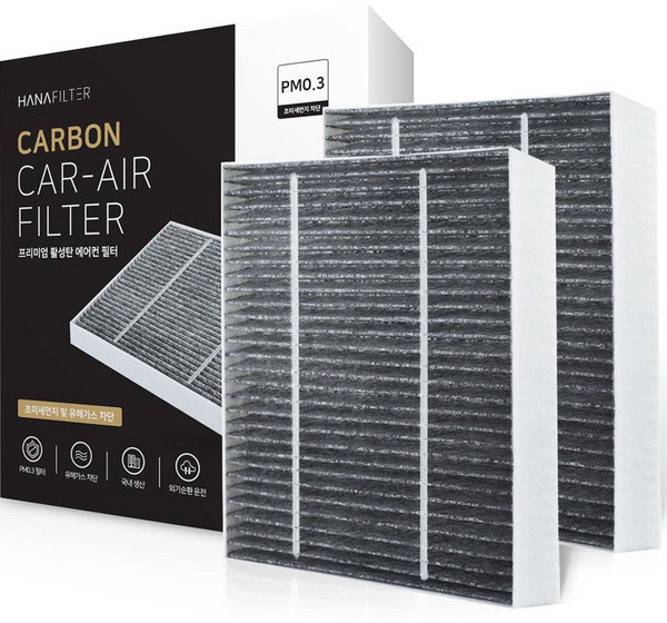 하나필터 PM0.3 활성탄 자동차 에어컨 필터, K-09, 2개