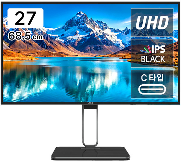 AOC 알파스캔 4K UHD AOC 나노 IPS 도킹스테이션 HDR 400 피벗 무결점 모니터 블랙, 68.5cm, U27U2DP