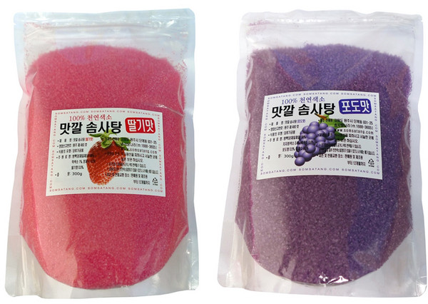 가정용 솜사탕기계 전용 맛깔 설탕 30인분 딸기향 + 포도향, 600g, 1세트