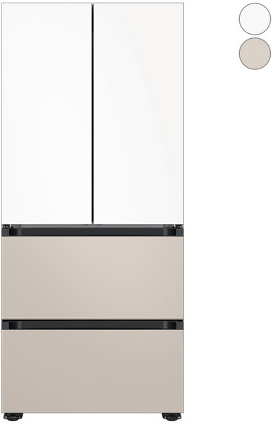 [색상선택형] 삼성전자 비스포크 420L 4도어 냉장고 AI 김치플러스 키친핏 방문설치, 새틴화이트 + 새틴베이지, RQ42DB94R3AP