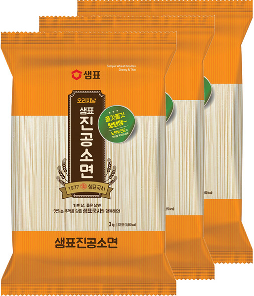 샘표국시 오리지날 진공소면, 3kg, 3개