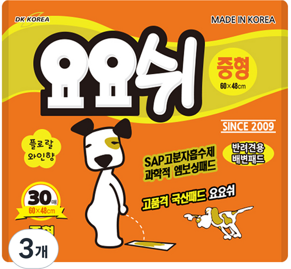 요요쉬 애견 배변패드 아카시아향, 30개입, 3개